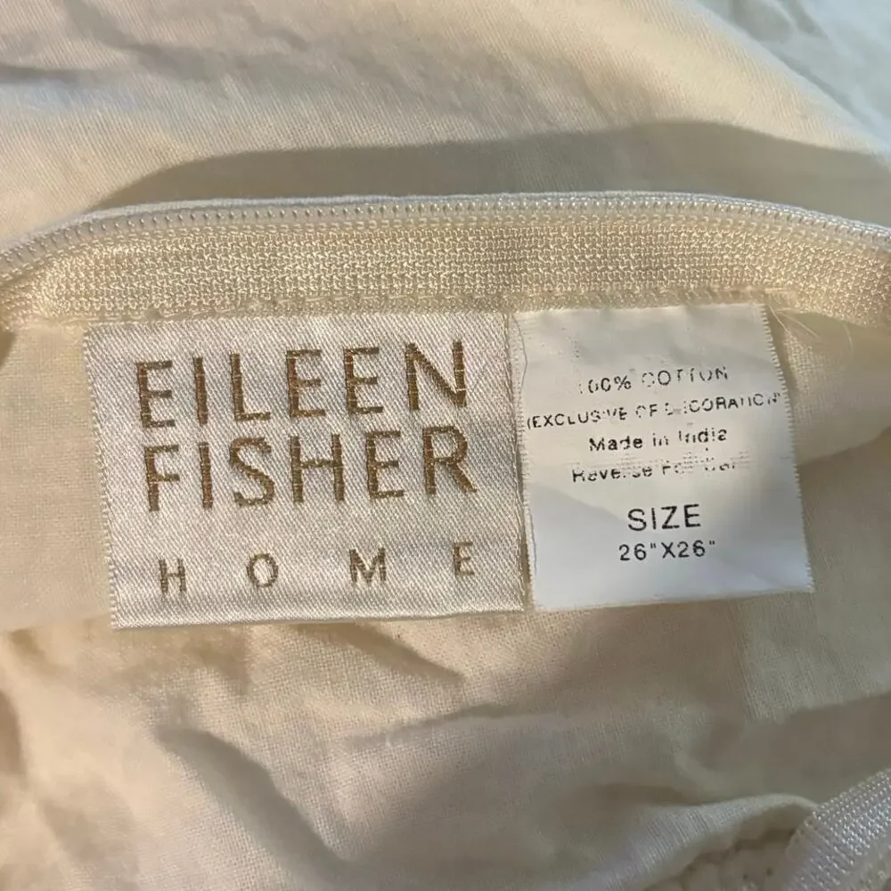 Eileen Fisher Home Textured Euro Pillow Cover Sham Cotton Large 26 x 26